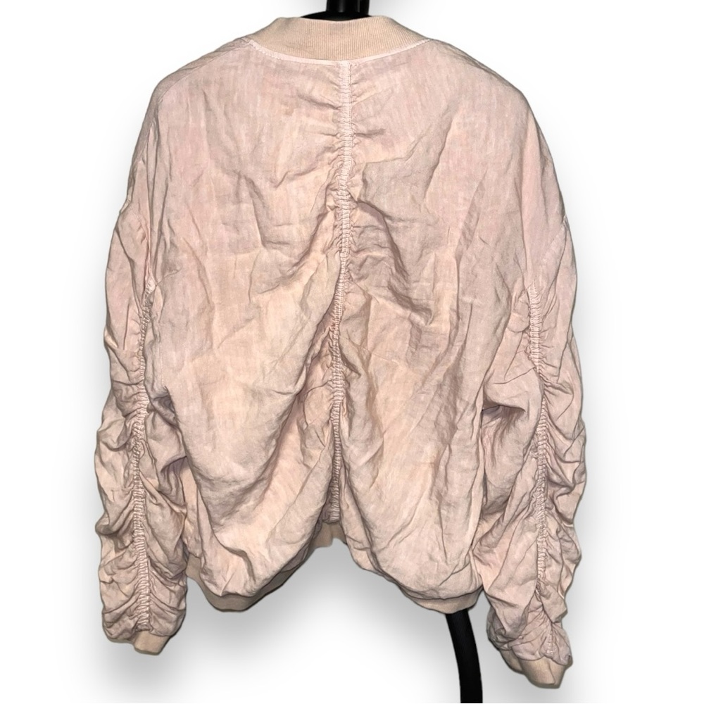 Free People Jacket Women Small Bomber Ruched Oversized Slouchy Linen Xs - Picture 3 of 7
